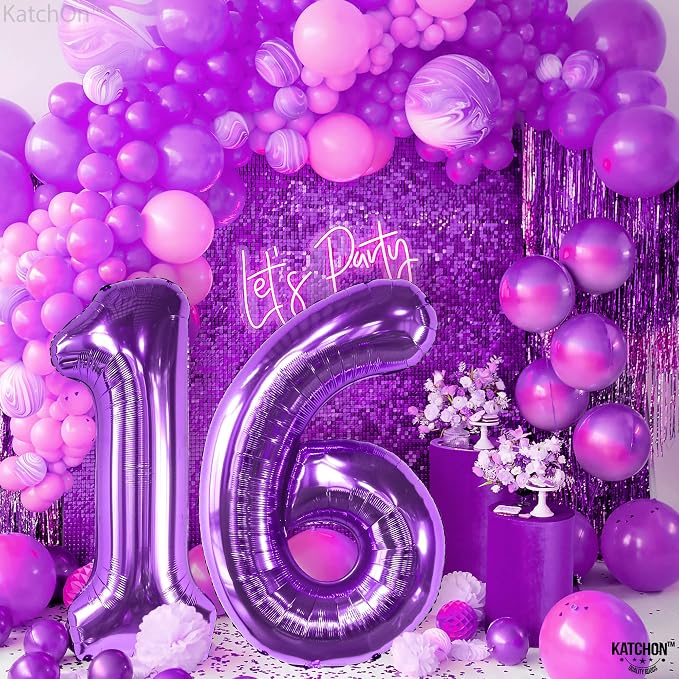 KatchOn Purple 16 Balloons Number 40 Inch | Mylar 16 Balloon Numbers Purple - Image 6