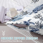 Satin Pillowcase 1 Pack-Nautical Turtle and Corals Silky Pillow Cover for Hair and Skin,King Size 20x36 Inch Soft Cooling Printed Pillow Cases with Hidden Zipper,Gifts for Women Men