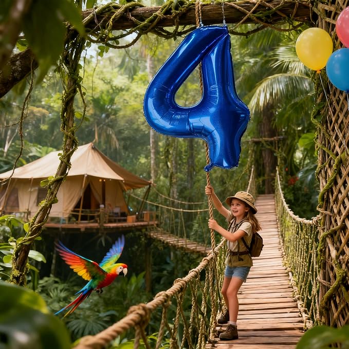 Jonhamwelbor 40 Inch Laser Blue 4 Balloon Number Foil Mylar Giant Balloon - Image 6