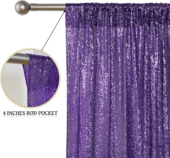 Sugargirl Purple Sequin Backdrop Curtain 10FTx10FT Glitter Purple Background - Image 5