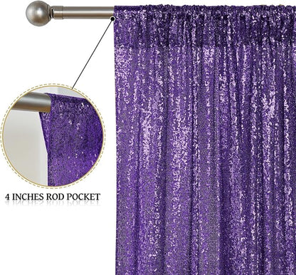 Sugargirl Purple Sequin Backdrop Curtain 10FTx10FT Glitter Purple Background - Image 5