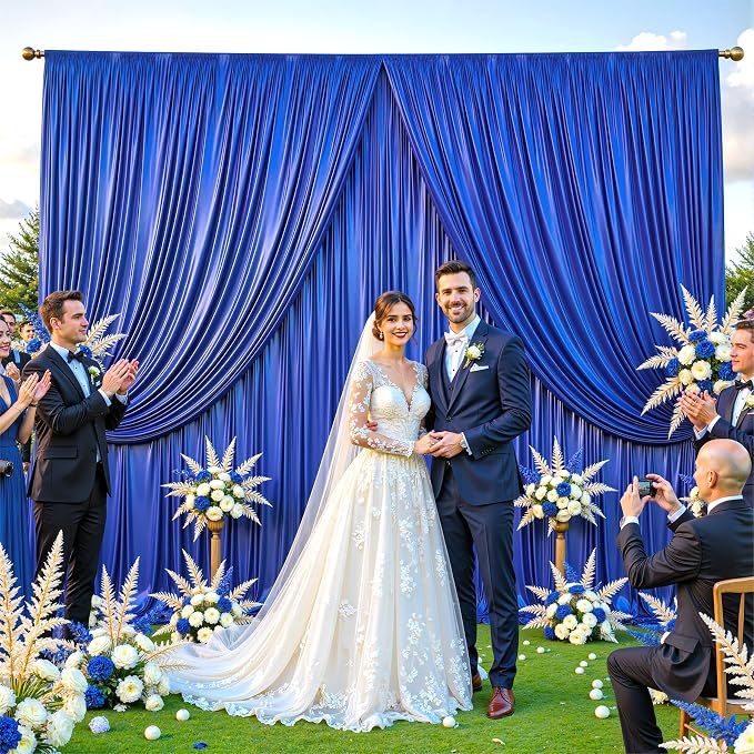 40x10ft Royal Blue Glitter Backdrop Curtain - Image 3