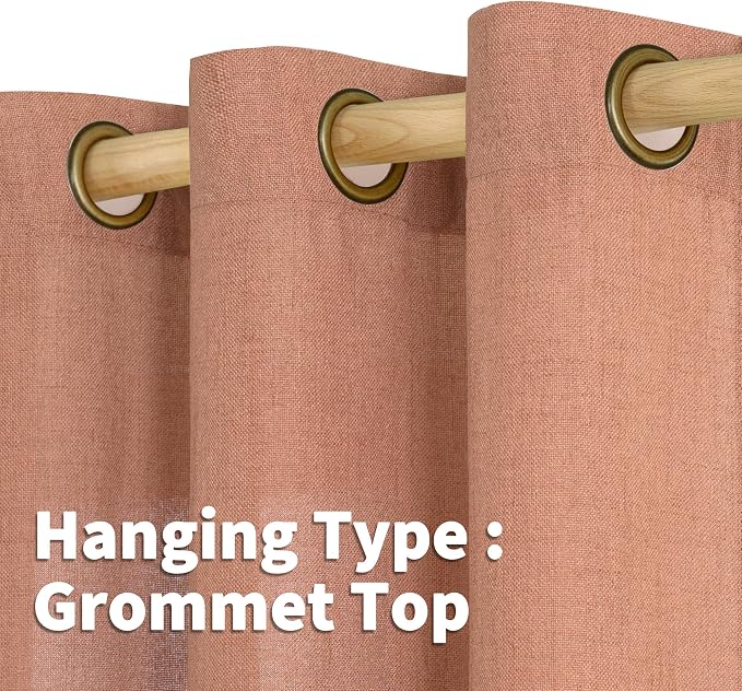 YoungsTex Terracotta Linen Curtains 45 Inch Length - Image 5