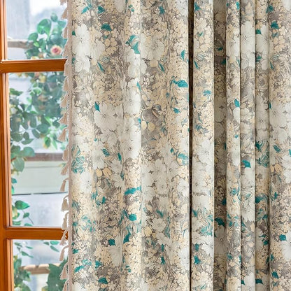 Floral Semi Sheer Rod Pocket 63 Inch Curtains 2 Panels - Image 5