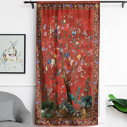HMS Happy Memories Door Curtain, Tree of Life, 1 Panel | Rod Pocket, Thermal by HMSHappyMemoriesHomeDecorations