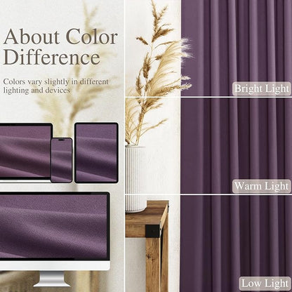 Plum Linen Curtains 90 Inch Long 2 Panels Set - Image 3
