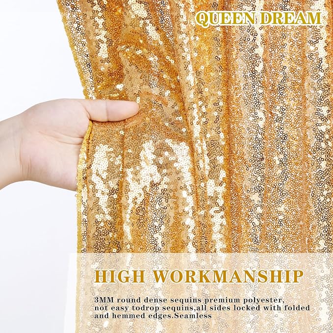Gold Sequin Backdrop Curtain Drapes - Image 4