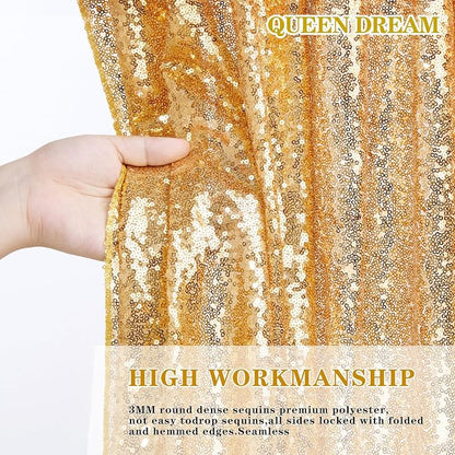 Gold Sequin Backdrop Curtain Drapes - Image 4