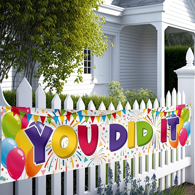 You Did It Banner- Congratulations Banner 6 x 1.3ft - Image 3