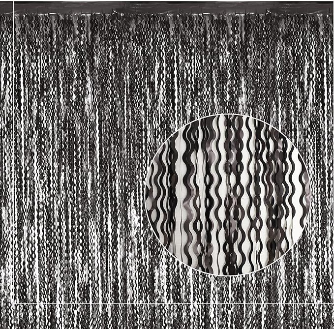 Black Foil Fringe Curtains Party Decorations by KEEUH