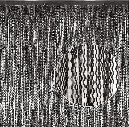Black Foil Fringe Curtains Party Decorations by KEEUH