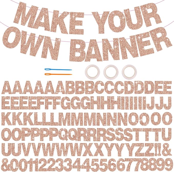 BEISHIDA Glitter Rose Gold 116 PCS A-Z DIY Letter Custom Banner Party Decor | by Beishida