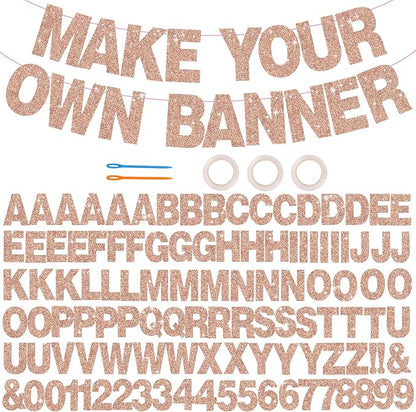BEISHIDA Glitter Rose Gold 116 PCS A-Z DIY Letter Custom Banner Party Decor | by Beishida
