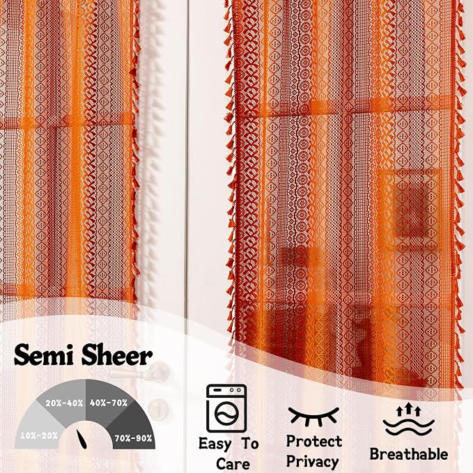 Sutuo Home Terracotta French Door Curtains 72 Inches Long - Image 4