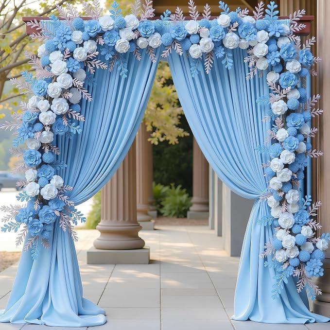 Blue Backdrop Curtain for Wedding Parties Backdrop Drapes 10x8FT | Wrinkle Free - Image 5