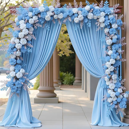 Blue Backdrop Curtain for Wedding Parties Backdrop Drapes 10x8FT | Wrinkle Free - Image 5