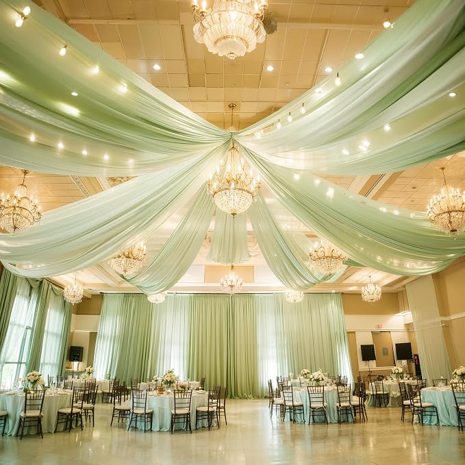 Shillance 6 Panels Green Ceiling Drapes - Image 8
