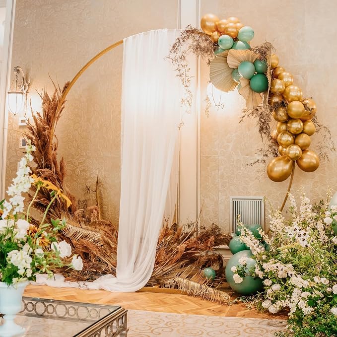 White Wedding Arch Draping Fabric Backdrop Drapes Sheer 2 Panels | 28.7"x20FT - Image 5