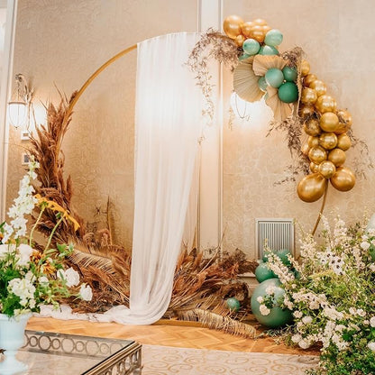 White Wedding Arch Draping Fabric Backdrop Drapes Sheer 2 Panels | 28.7"x20FT - Image 5