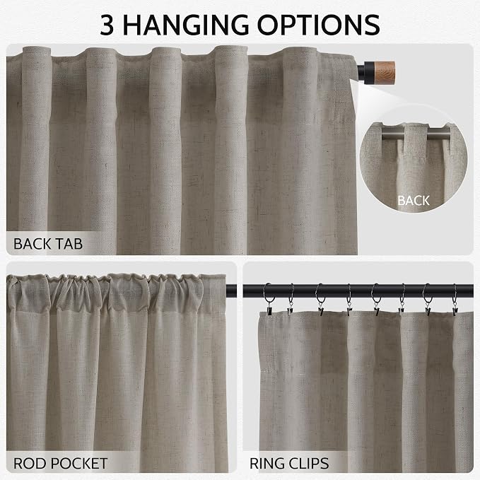 Grey Beige Curtains 90 Inches Long - Image 2