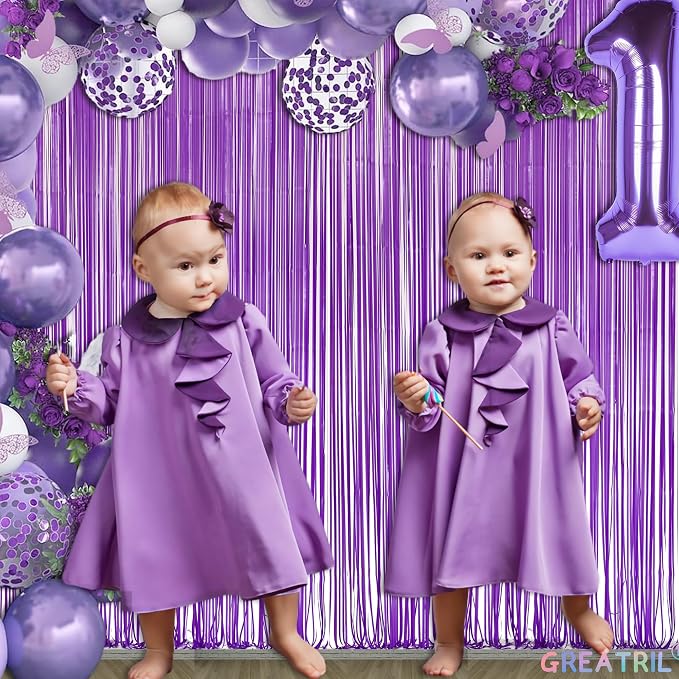 Purple Tinsel Fringe Party Backdrop - Image 7