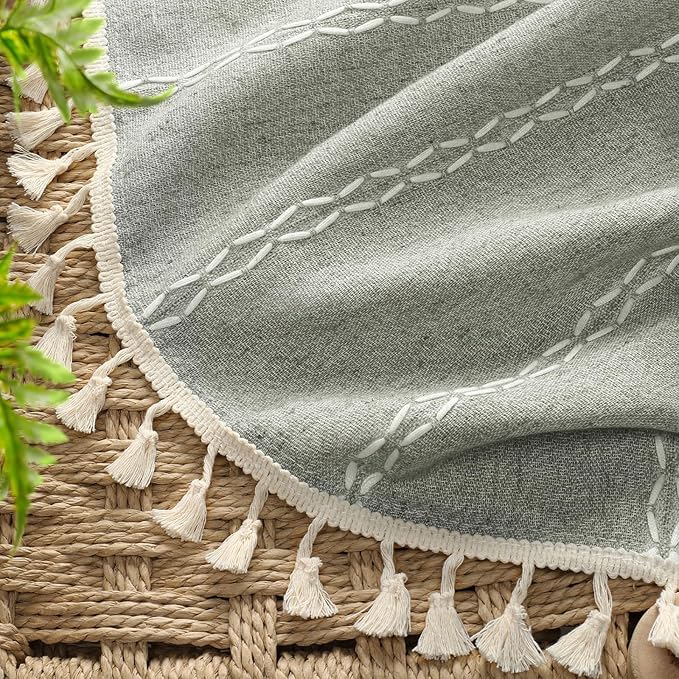 Sage Green Boho Blackout Curtains 72 Inch 2 Panels - Image 2