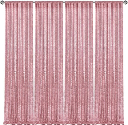 2×8FT-4PCS Light Pink Sequin Backdrop Curtains Panels, Photography Backdrop - Image 8