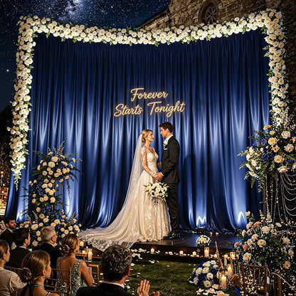 20x10ft Navy Blue Glitter Backdrop Curtain - Image 2