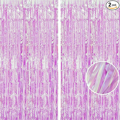 BRAVESHINE Iridescent Purple Foil Curtain | Holographic Fringe Backdrop | 2 by BRAVESHINE