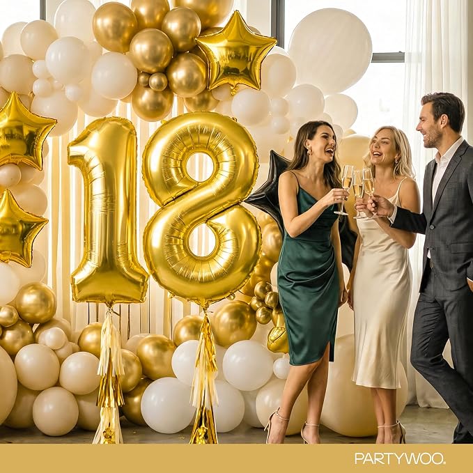 PartyWoo Number Balloons 40 Inch Gold Number 8 Kit 25pcs - Image 4