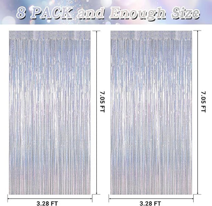 ZATAYE 8 Pack Glitter Silver New Years Eve Foil Curtain Decorations | Glitter - Image 2