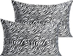 NTBAY 2 Pack Satin Queen Pillowcases for Hair and Skin, Luxurious and Silky Zebra Printed Pillow Cases with Envelope Closure, 20x30 Inches, Black and White