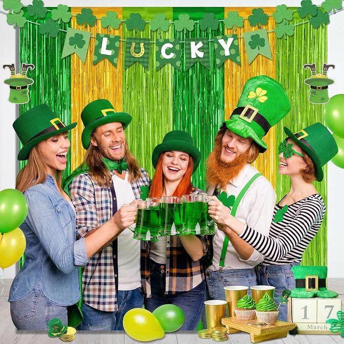 2 Pack St Patrick Party Decorations, Metallic St.Patrick Fringe Curtains Party - Image 4