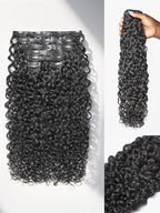 LUVME Burmese Curly Clip in Hair Extensions Real Human Hair Messy Curly Clip Ins Fullness with 1 Pack for Women Brazilian Remy Human Hair Natural Black 135g 14Inch