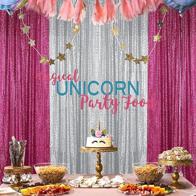 Sugargirl Silver Sequin Backdrop Curtain 8FTx8FT Glitter Silver Background - Image 2