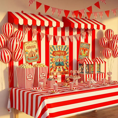Boao 4 Pack Circus Awning Decoration 3D Stripe Cardboard Awning Carnival Wall - Image 7