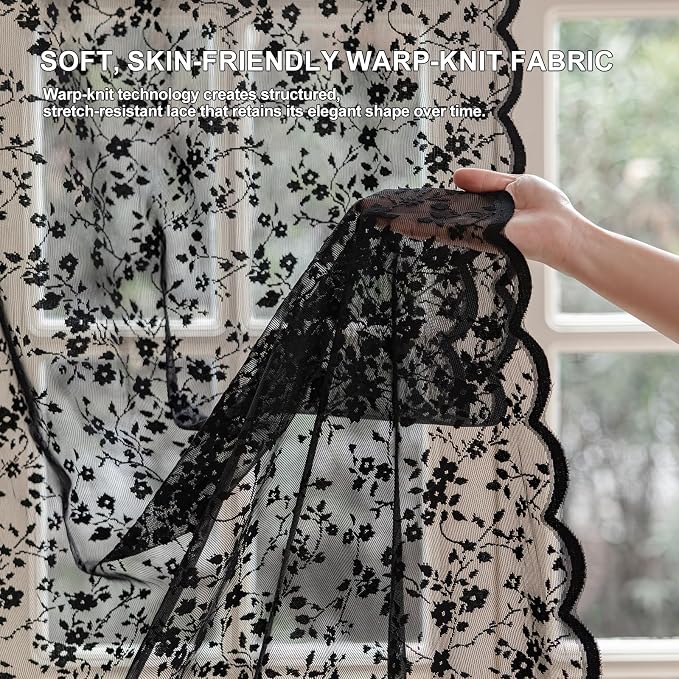 Anmao Vintage Lace Sheer Curtains 45 Inches Long - Image 4