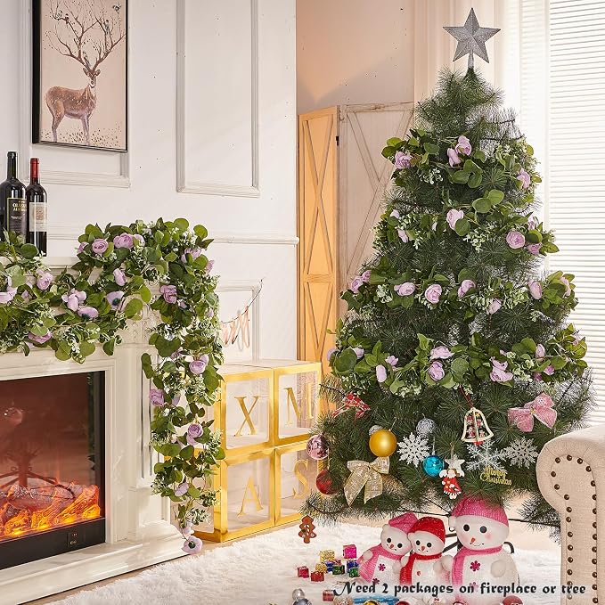 Artificial Flower Garland 2pcs 5.4ft Floral Rose Vine Decor, Hanging Faux Roses - Image 4