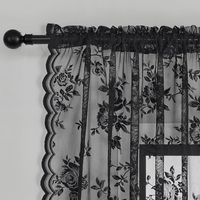 Black Lace Cafe Curtains - Image 4