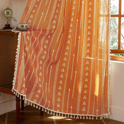 Boho Burnt Orange Curtains - Image 2