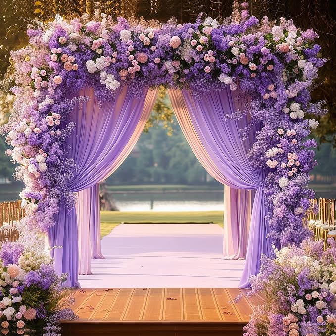 Asee'm Lavender Purple Backdrop Curtains Drapes - Image 4