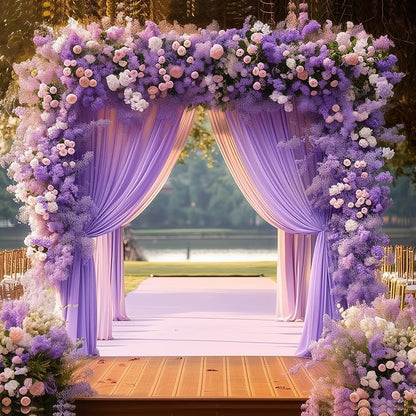 Asee'm Lavender Purple Backdrop Curtains Drapes - Image 4