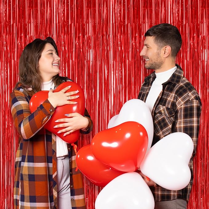 ZATAYE 2 Pack Red Foil Curtain Backdrop Birthday Party Decorations | Red - Image 6
