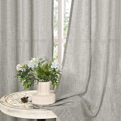 YoungsTex Light Grey Linen Curtains 80 Inches Long 2 Panels Set, Light - Image 9
