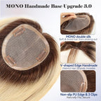 HAIRCUBE Hair Toppers for Women 100% Real Human Hair, Ombre Light Blonde, 6"*5.5"MONO Large Base,65g Hand-moven Real Human HairToppers for Women with ThinningHair
