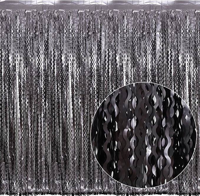 4 Pack Wavy Grey Foil Fringe Curtains Party Decorations - Image 2