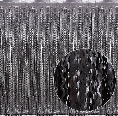 4 Pack Wavy Grey Foil Fringe Curtains Party Decorations - Image 2