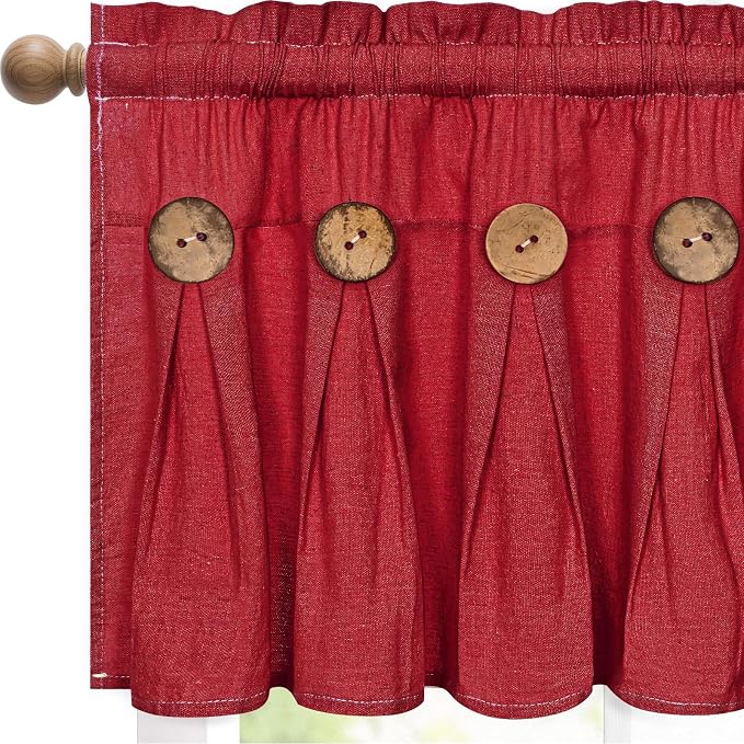 Farmhouse Valance Curtains, Boho Cotton Linen Kitchen Valance, Country Rod by FRAMICS