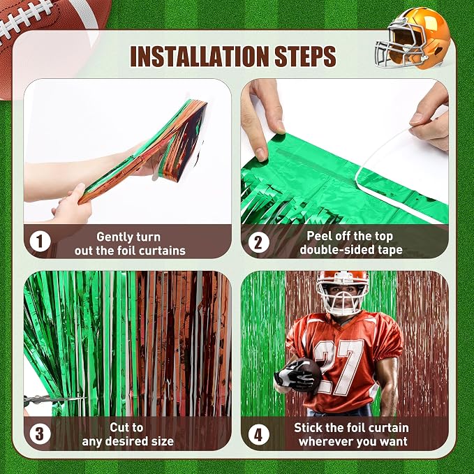Browm and Green Fringe Curtain Party Streamers 2Pack 3.3 x 8.3 Ft Foil Fringe - Image 6