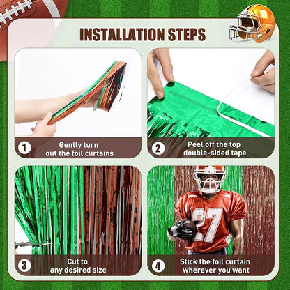 Browm and Green Fringe Curtain Party Streamers 2Pack 3.3 x 8.3 Ft Foil Fringe - Image 6